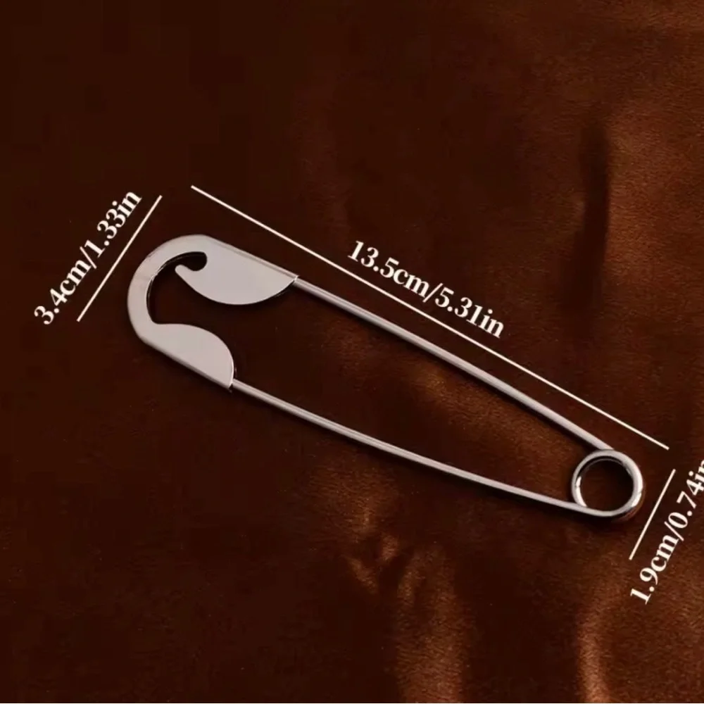 Sculptural Silver Safety Pin Hair Slide